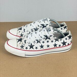Converse Chuck Taylor Ox Star Print Sneakers Womens 9 White Blue Red Low Top USA